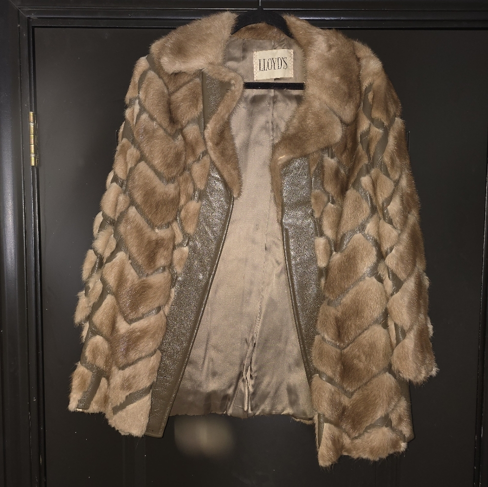 Lloyd's leather fur jacket size large